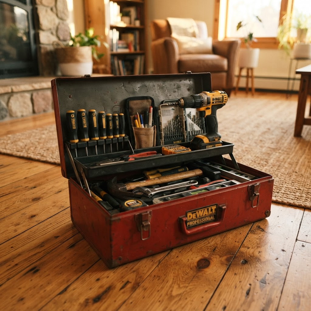 Artisan avec sa caisse à outils professionnelle