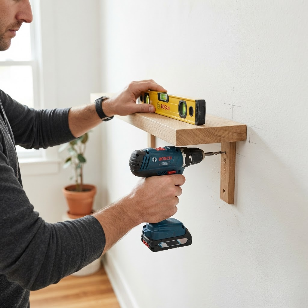 Fixation d'une étagère murale